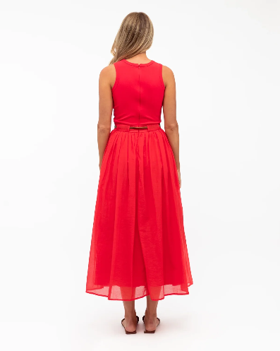 Scarlet Vale Midi Dress Red