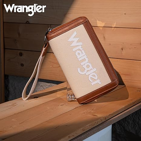 Wrangler Logo Wallet/Wristlet -Tan