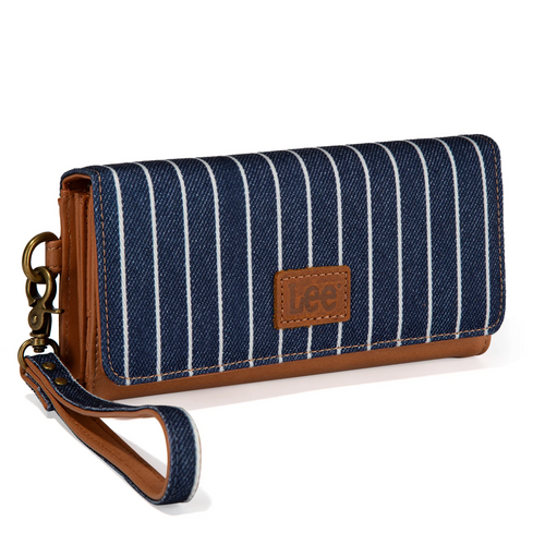 Lee Striped Collection Trifold Wallet/Wristlet - Navy
