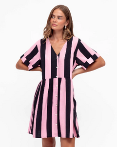 Rosewood Stripe Button Dress