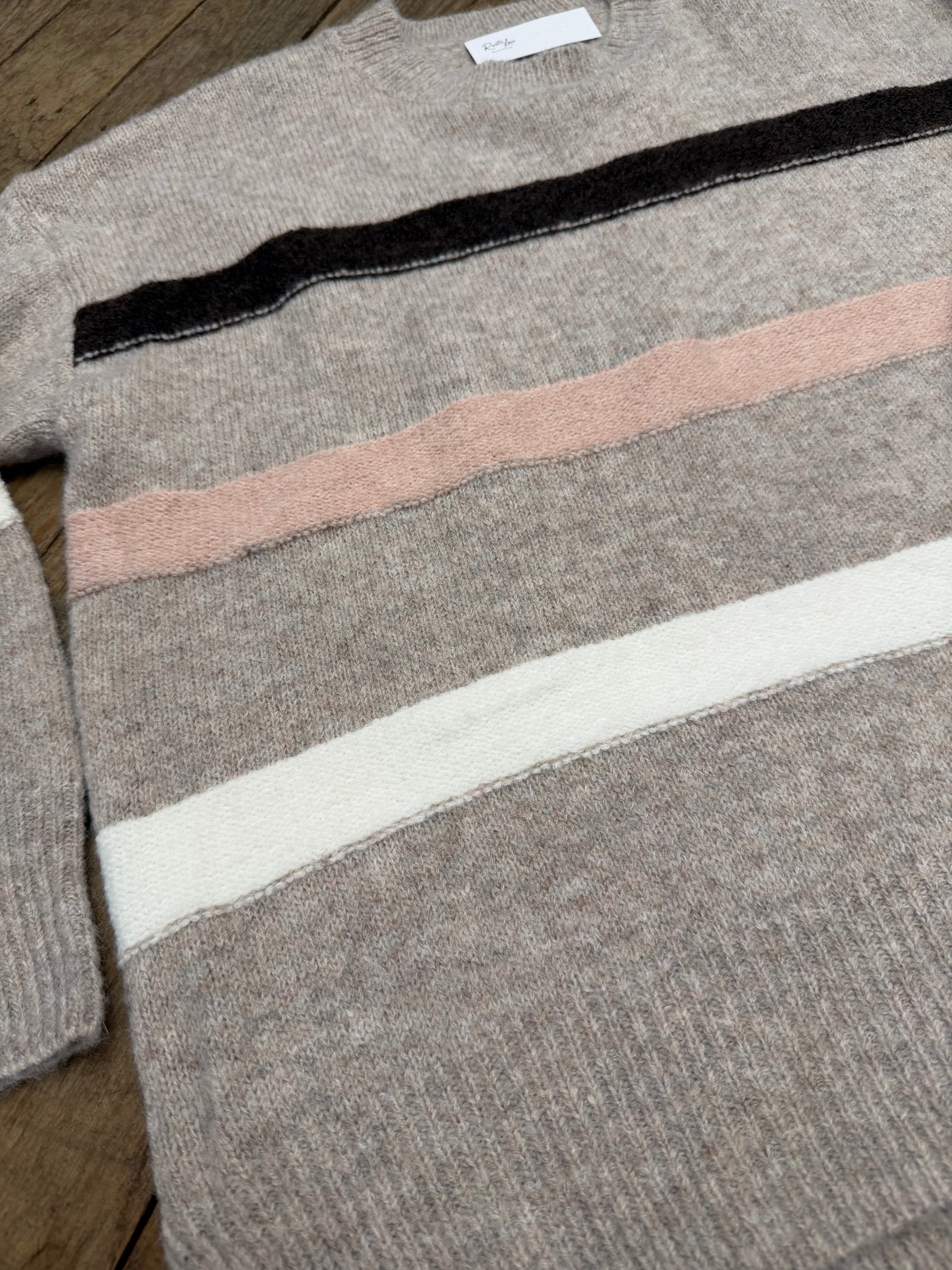 Chocolate and Pink Stripe Knit Top