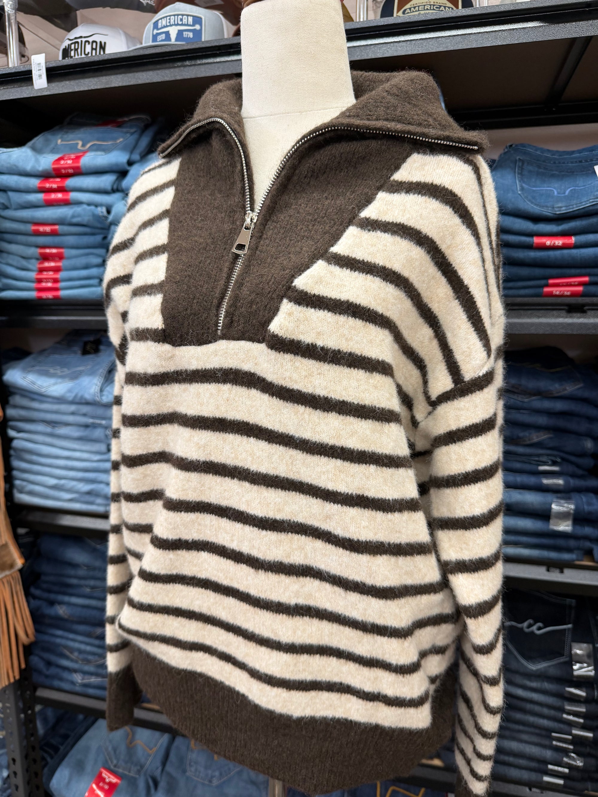 Chocolate Stripe Collared Knit