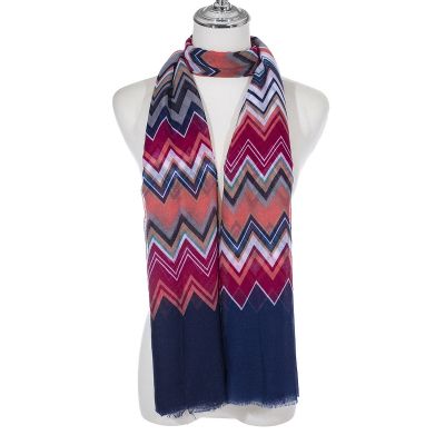 Scarf - Zig Zag Pattern - Navy