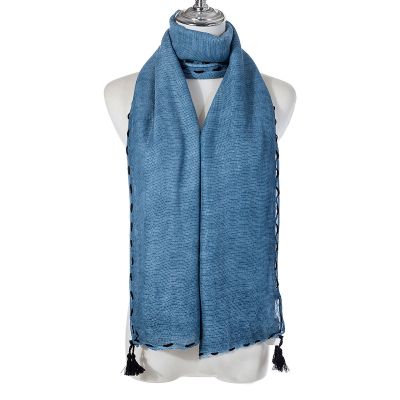 Scarf - Blue with Black Tassel