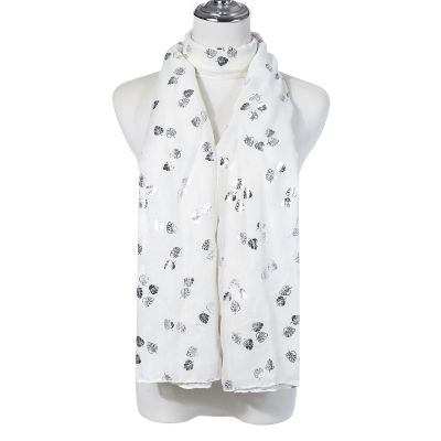Scarf - Small Leaves - Cream