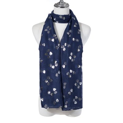 Scarf - Small Leaves - Navy