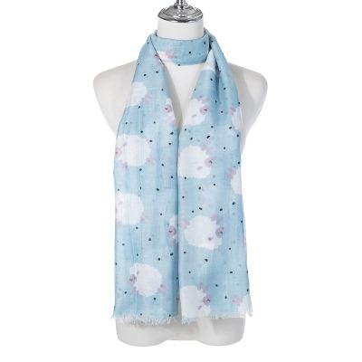 Scarf - Sheep Print - Blue