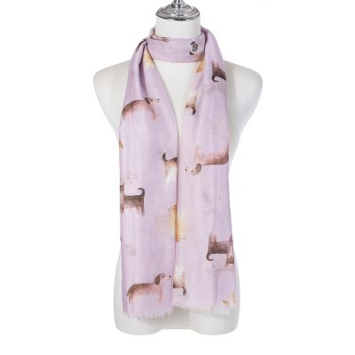 Scarf - Dog Print - Lilac