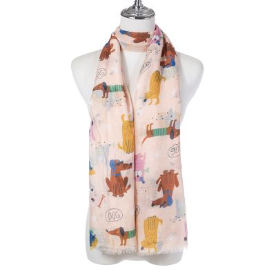 Scarf - Dog Print - Pink