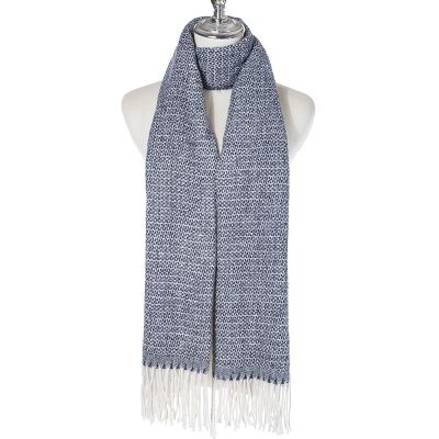 Scarf - Navy with White Tassels