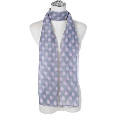 Scarf - Grey with Pink Dots