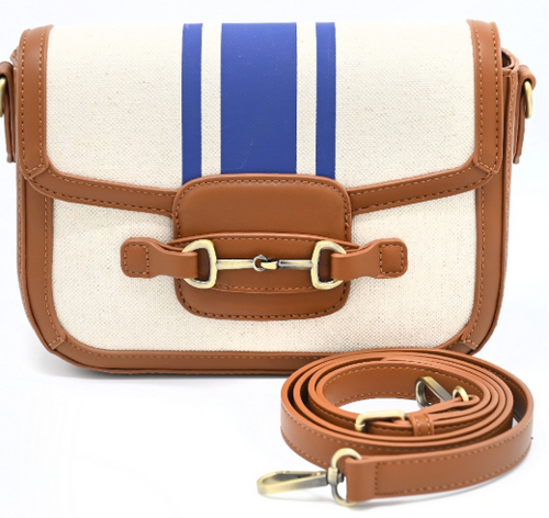 Bahamas Purse Clutch - Blue, Cream & Tan