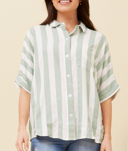 Hadley Striped Top - Sage