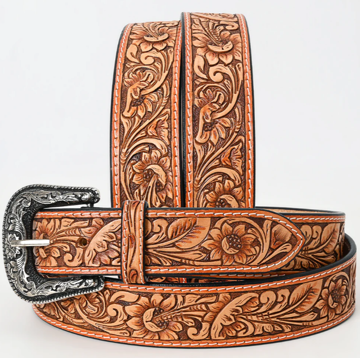 Genuine American Leather Belt - Tooled - ADBLF220