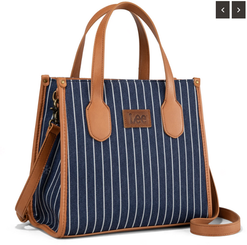 Lee Striped Canvas Tote / Crossbody Bag - Jean
