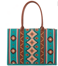 Wrangler Southwestern Wide Canvas Tote - Turquoise