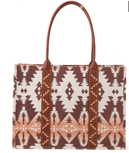 Wrangler Southwestern Wide Canvas Tote - Light Coffee