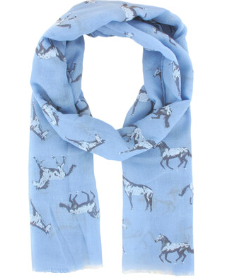 Scarf - Horse Pattern ~ Pastel Blue