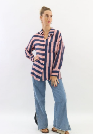 Faye - Stripe Linen Long Sleeve Shirt