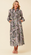 Paisley Long Sleeve Dress - Multi Black
