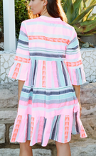 Peacock Feather Dress - Multi Pink