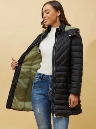 Puffer Jacket with Hood - Black