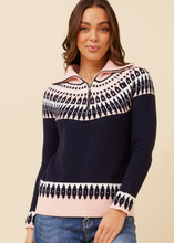 Ruby Jacquard Knit Jumper - Navy