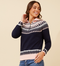 Ruby Jacquard Knit Jumper - Navy