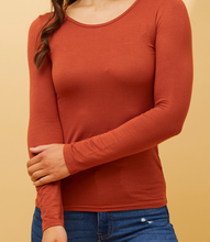 Solid Long Sleeve Top - Rust