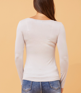 Solid Long Sleeve Top - Silver