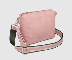 Kasey Crossbody Bag - Stripe Strap - Blush Pink