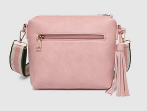 Kasey Crossbody Bag - Stripe Strap - Blush Pink