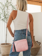 Kasey Crossbody Bag - Stripe Strap - Blush Pink