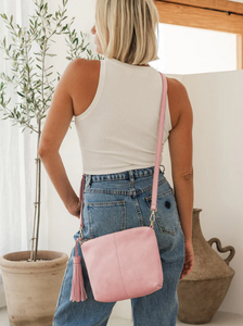 Kasey Crossbody Bag - Stripe Strap - Blush Pink