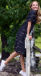 Rural Outback Short Sleeve Linen Dress - Black