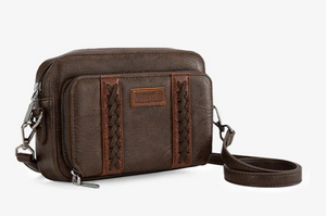 Wrangler Crossbody Purse with Wallet Compartment - Coffee