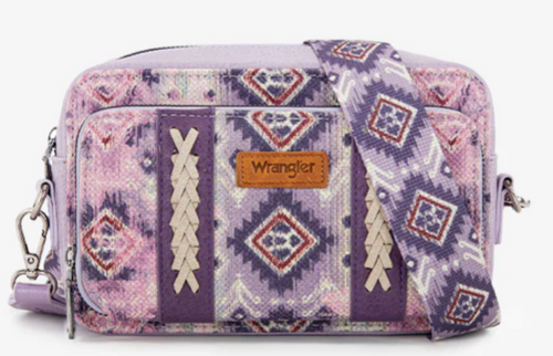 Wrangler Southwestern Dual Sided Print Crossbody Purse with Wallet - Lavender