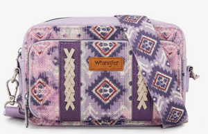 Wrangler Southwestern Dual Sided Print Crossbody Purse with Wallet - Lavender