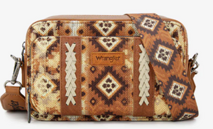 Wrangler Southwestern Dual Sided Print Crossbody Purse with Wallet - Light Brown