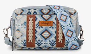Wrangler Southwestern Dual Sided Print Crossbody Purse with Wallet - Navy