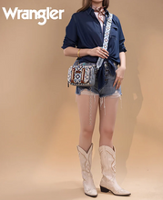 Wrangler Southwestern Dual Sided Print Crossbody Purse with Wallet - Navy