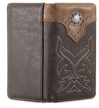 Montana West Embroidered Boot Scroll Men's Bifold Wallet - Coffee