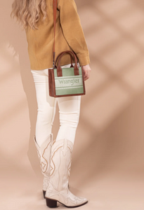 Wrangler Logo Mini Tote/Crossbody Bag - Light Green