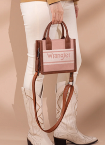 Wrangler Logo Mini Tote/Crossbody Bag - Pink