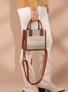 Wrangler Logo Mini Tote/Crossbody Bag - Khaki