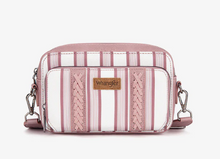 Wrangler Stripe Printed Crossbody Purse with Wallet Compartment - Pink