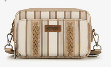 Wrangler Stripe Printed Crossbody Purse with Wallet Compartment - Khaki