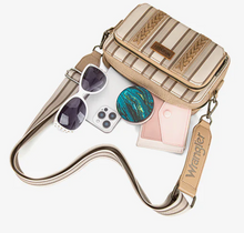 Wrangler Stripe Printed Crossbody Purse with Wallet Compartment - Khaki