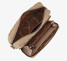 Wrangler Stripe Printed Crossbody Purse with Wallet Compartment - Khaki