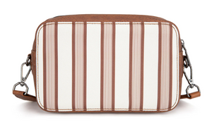 Wrangler Stripe Printed Crossbody Purse with Wallet Compartment - Brown